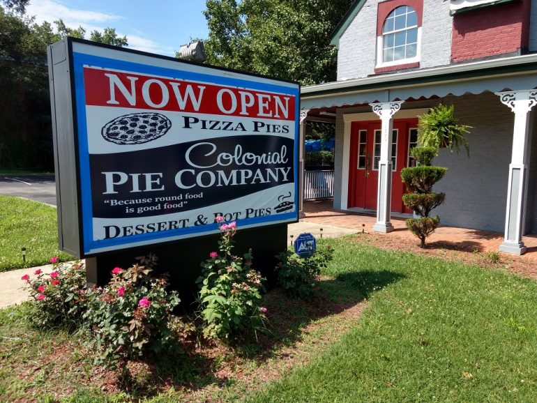 The sign outside Colonial Pie Company said "Round food is good food." (WYDaily/File photo)