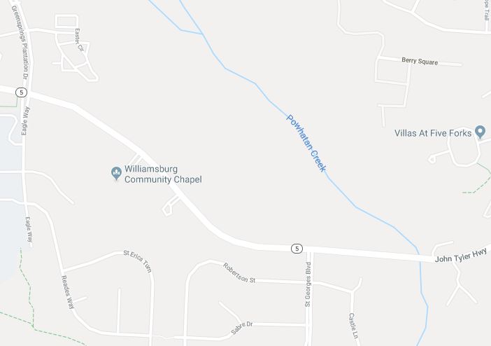 The crash happened on John Tyler Highway around 11 a.m. Thursday. (WYDaily/Courtesy Google Maps)