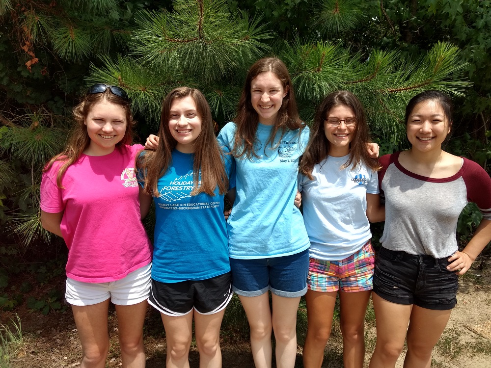 From left to right, Rachel Smith, Lisa Small, Audrey Root, Anna Song and Joanna Stathopoulos are members of Jamestown High School's Envirothon team. All but Small are rising seniors. (WYDaily/ Andrew Harris)