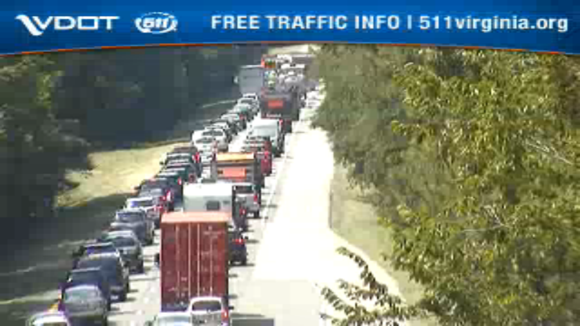 Traffic is backed up on Interstate 64 westbound near Lightfoot after a crash Friday. (WYDaily photo?Courtesy VDOT)