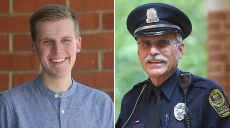 Danny McNeil ’19 (left) and Tom Chamberlain, a volunteer police officer with the W&M Police Department, have been selected as the recipients of this year’s President’s Award for Service to the Community. (WDaily/ Stephen Salpukas)