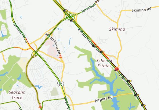 I-64 is backed up two miles in York County due to a crash. (WYDaily/ Courtesy Virginia Department of Transportation)