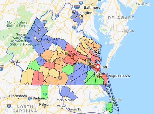 Dominion's map of outages across Virginia. (WYDaily/Courtesy Dominion Energy)