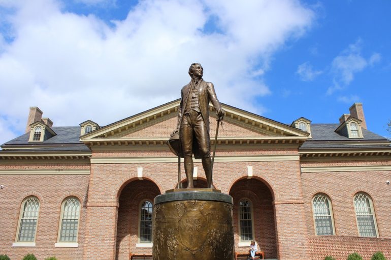 The James Monroe statue on William & Mary's campus. (WYDaily file)
