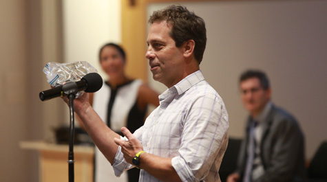 Geology Professor Chuck Bailey '82 displays a rock he found on a recent trip with students to West Virginia to point out that significant learning experiences can be found anywhere. (WYDaily/Courtesy Stephen Salpukas)
