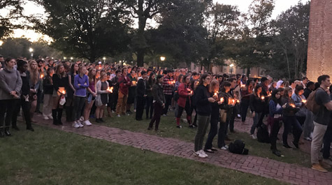Dozens of W&M and local community members gathered for the candlelight vigil Monday night. (WYDaily/Courtesy Erin Zagursky