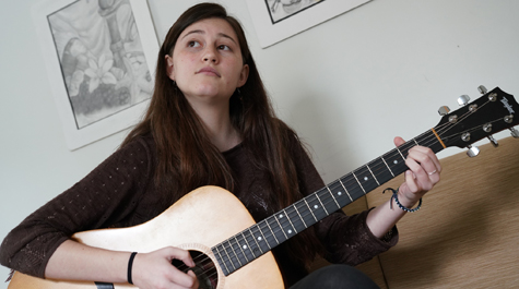 Lucy Greenman '22, a 1693 Scholar, writes songs and performs others that have a connection to her Jewish faith. (WYDaily/Courtesy Stephen Salpukas