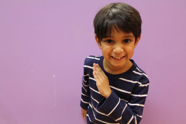 In 2019 Niam Lekhraj, 4, said he would like to learn how to play basketball since he now owns a basketball jersey. But he just needs to find a basketball first. (WYDaily/Alexa Doiron)