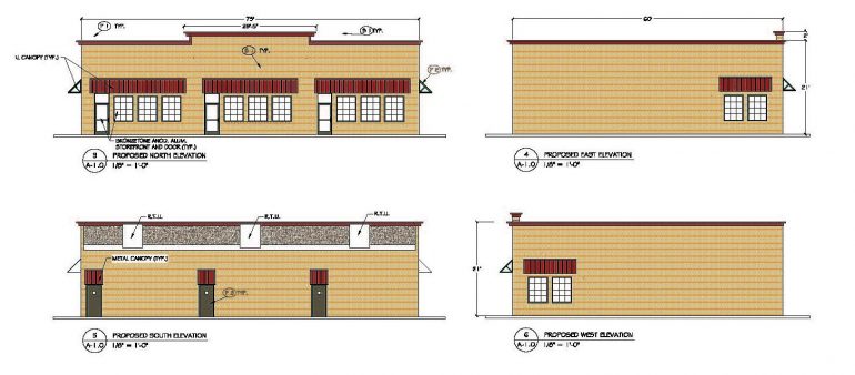 A rendering shows details of a retail building being built behind Popeyes Louisiana Kitchen on Richmond Road. (WYDaily/Courtesy City of Williamsburg)