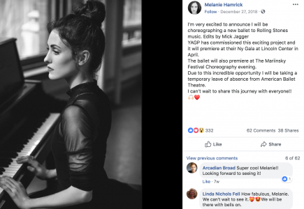 Screenshot of Melanie Hamrick's public Facebook page (WYDaily/ Courtesy of Melanie Hamrick)