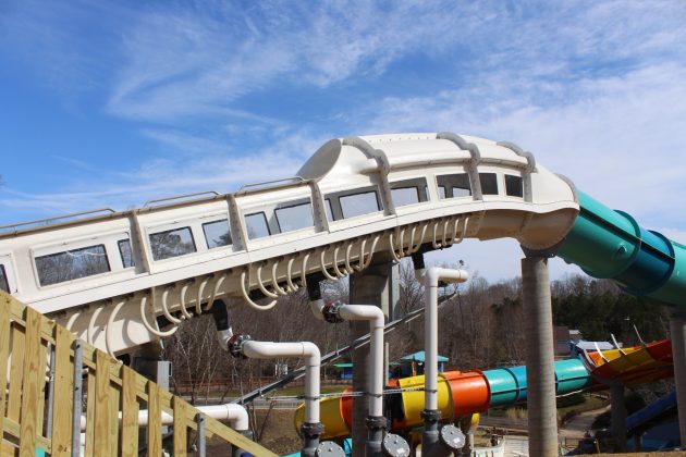 In this portion of the Cutback Water Coaster, riders will go uphill in the water through a unique water jet propulsion system. (WYDaily/Alexa Doiron)