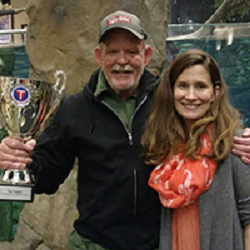 VGFTP Top Tagger of 2018 Ed Shepherd (L) with Susanna Musick (R), VIMS Marine Recreation Specialist. (Southside Daily/VIMS/Wendy Zach)