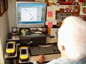 Harry Berquist of CCRM processes a day's worth of GPS field data, a small part of what will eventually become the Virginia's Chesapeake Bay shoreline inventory. (WYDaily/CCRM/VIMS)