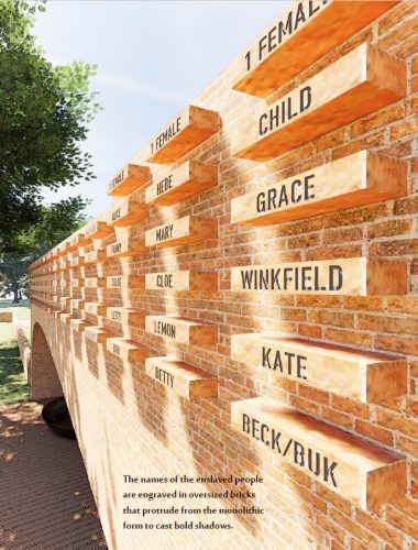 The concept includes a place to highlight the names of the enslaved with room to add more as they are uncovered through research. (WYDaily/Courtesy W&M)