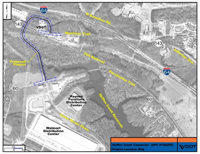 VDOT is releasing the proposed design plans for the Skiffes Creek Connector, which would form a local road connection between Merrimac Trail and Pocahontas Trail in James City County. (WYDaily/Courtesy of VDOT)