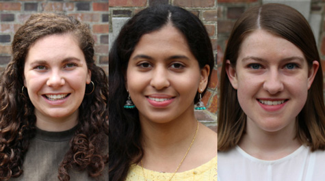 (From left) Megan Pierce '19, Shivani Gupta '19 and Kyra Solomon '19 were awarded Boren Scholarships and will study language in foreign nations. (WYDaily/Courtesy of Charles Center)