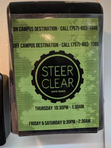 A Steer Clear sign is posted on a paper towel dispenser in Green Leafe Cafe on Scotland Street. (WYDaily/Sarah Fearing)
