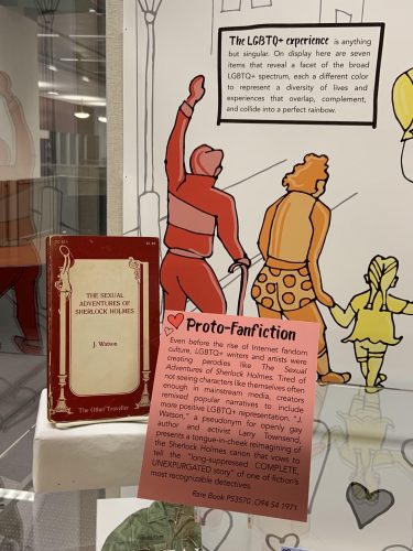 The exhibit features items of seven different colors that represent the different aspects of the queer community. (WYDaily/Courtesy Jacob Hopkins)