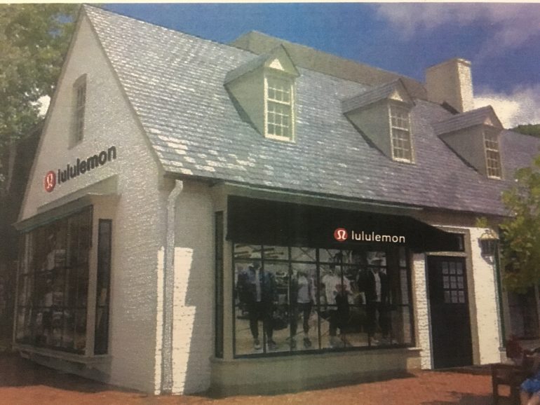 A copy of a rendering of a possible Lululemon store provided by the City of Williamsburg Planning Department. (WYDaily/Alexa Doiron)