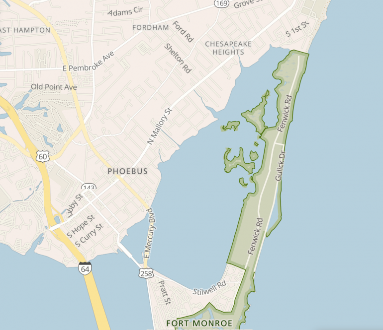 Screenshot of the Fort Monroe map on the National Park Service's website (WYDaily/ Courtesy of the National Park Service)