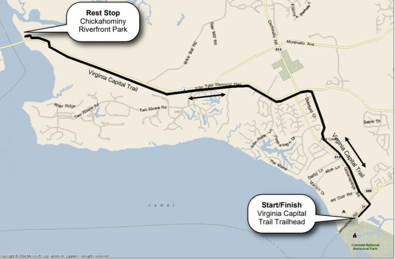 All of the routes will begin on the Virginia Capital Trail, but they three different lengths, 15-mile, 30-mile and 50-mile, will have different paths. (WYDaily/JCC)