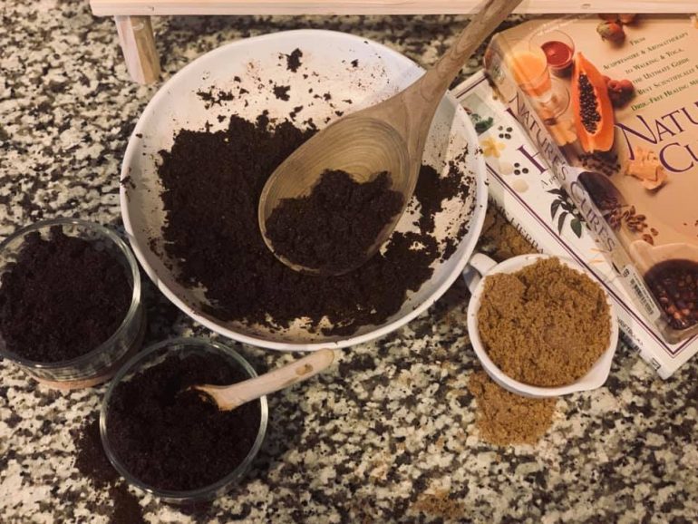 Earlier this month, Amanda Bates did some testing in her home kitchen for certain product recipes, including a coffee scrub pictured here. (WYDaily/Courtesy of Green Cauldron Apothecary)