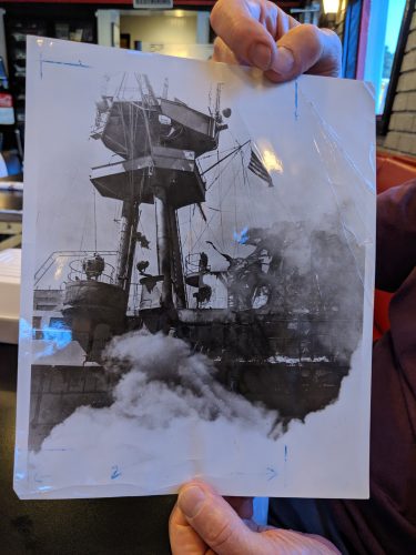 A photo of the aircraft carrier tower on the USS Hornet, which was sunk in 1942. (WYDaily/Sarah Fearing)