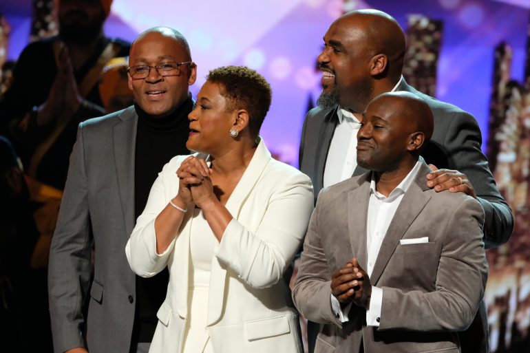 Williamsburg resident Ron Henry (back, right) and three other active duty and retired military members -- together comprising a cappella group Voices of Service -- are in the running to win this year’s America’s Got Talent. (WYDaily/Courtesy of Justin Lubin, NBC)