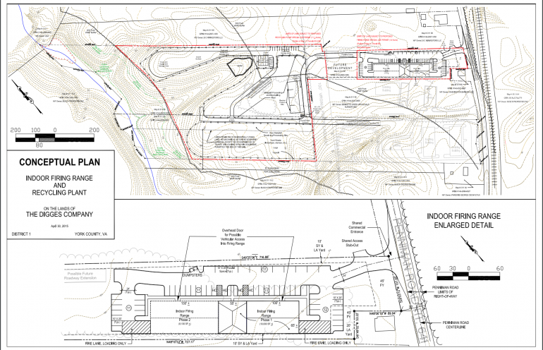 Screenshot of the Conceptual Plan for the indoor shooting range in York County (WYDaily/ Courtesy of The Digges Company)