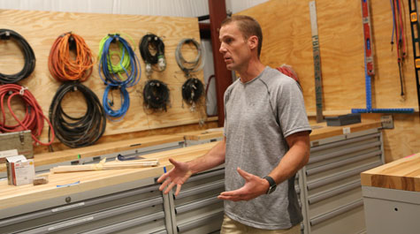 William & Mary Theatre Technical Director Brian Saxton shows off the department's new Scene Shop at the Dillard Complex, which will be used during renovation of Phi Beta Kappa Memorial Hall. (WYDaily/Courtesy of Stephen Salpukas)