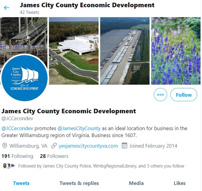 James City County has started a new initiative to feature businesses on their social media accounts. (WYDaily/Twitter)