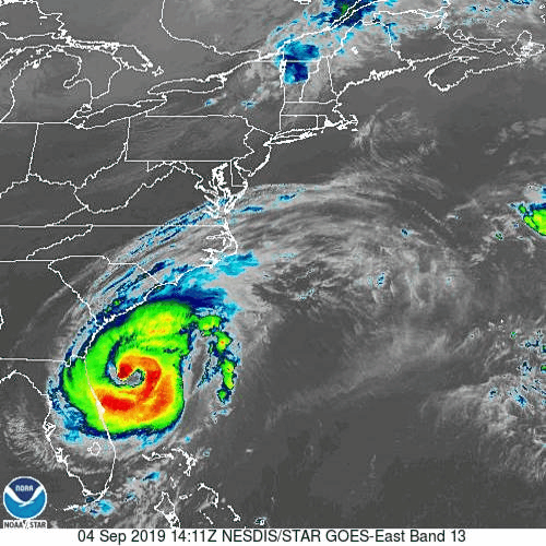 Hurricane Dorian is moving up the east coast towards Hampton Roads (WYDaily/ Courtesy of NOAA)