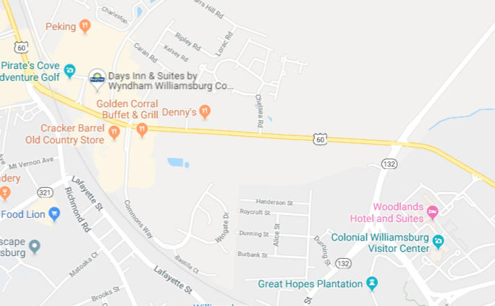 A Google Maps screenshot shows Bypass Road, where a pedestrian was struck and killed by a vehicle Tuesday night. (WYDaily/Courtesy of Google Maps)