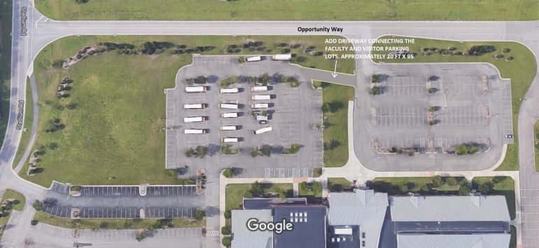 Warhill High School is installing a connector between the staff and main parking lot. (WYDaily/Courtesy Eileen Cox)