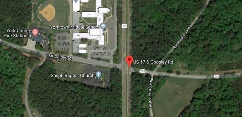 A fatal crash occurred in Yorktown Friday morning on Route 17, south of Goodsley Road. (WYDaily/Google Maps)