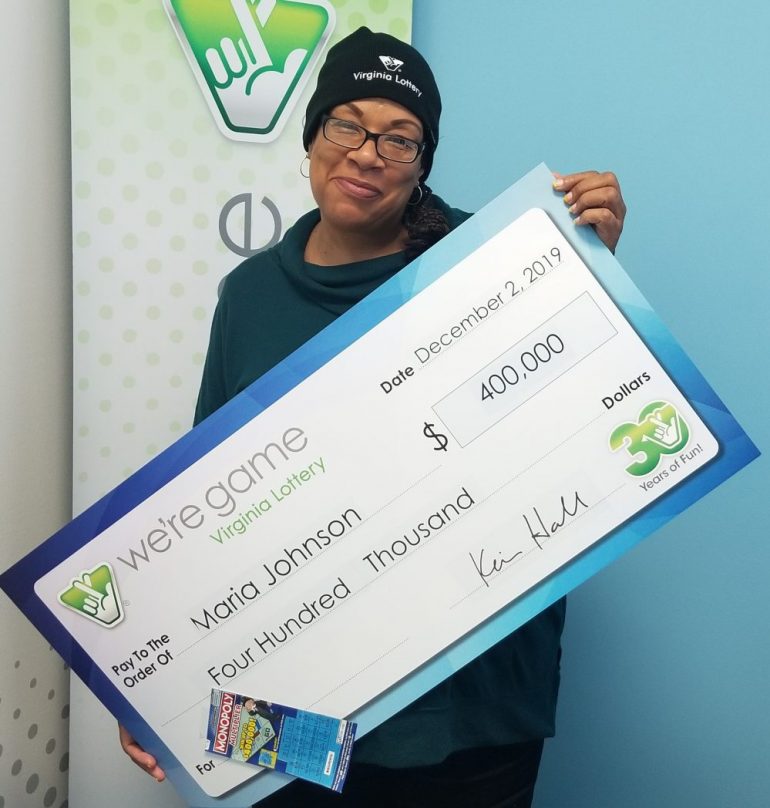 Maria Johnson, a resident in Hampton, claims her $400,000 from the Virginia Lottery. (WYDaily/Courtesy Virginia Lottery)