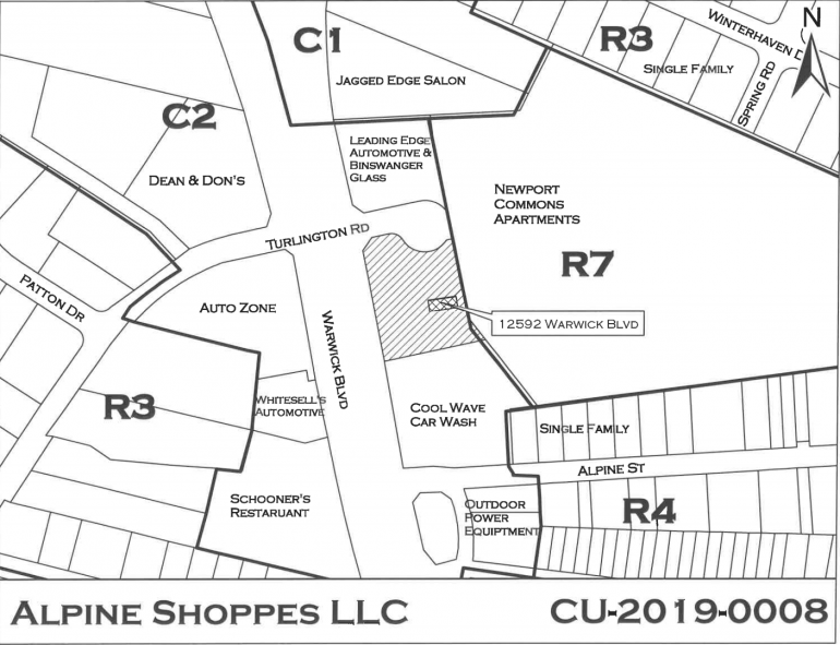 Screenshot of the Alpine Shoppes LLC application submitted to the city's planning commission. (WYDaily/ Courtesy of the city of Newport News)