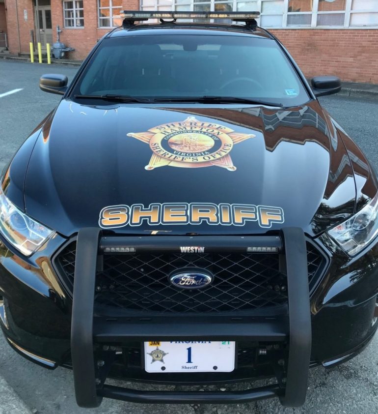 The Virginia Sheriffs' Association issues a No. 1 license plate to Hampton City Sheriff B.J. Roberts who is the longest serving sheriff in the state. (WYDaily/Courtesy Hampton Sheriff's Office)