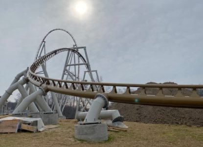 Construction on the track for Pantheon at Busch Gardens Williamsburg is more than 90 percent finished, on schedule for its spring debut. (WYDaily/Lucretia Cunningham)
