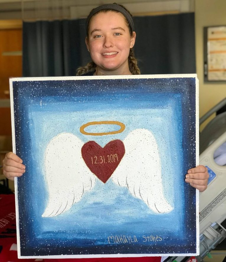 Makayla Stokes-Balkcom had her heart transplant surgery on Dec. 31, 2019. She painted a ceiling tile after her surgery. (WYDaily/ Courtesy of Jennifer Lawrence)
