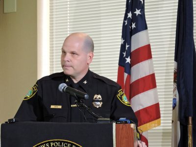 Newport News Police Chief Steve Drew talks about Katherine Thyne, an officer who died on Thursday responding to a traffic stop. (WYDaily/ Julia Marsigliano)