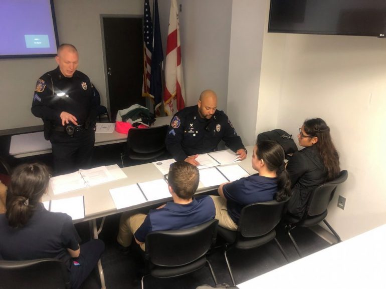 Hampton police officers advise and mentor teens who are apart of the Boy Scouts of America's Explorer program, Wednesday, Feb. 12, 2020. (WYDaily/Courtesy Hampton Police Division)