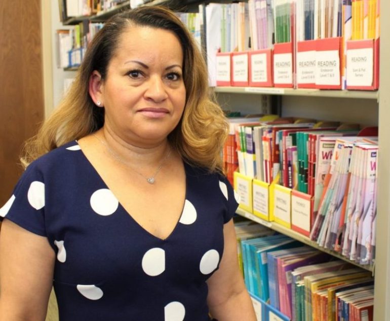 Alma Manzano learns English and math at the Literacy for Life Learning Center in Williamsburg, Tuesday, Feb. 26,2020. (WYDaily/Lucretia Cunningham)