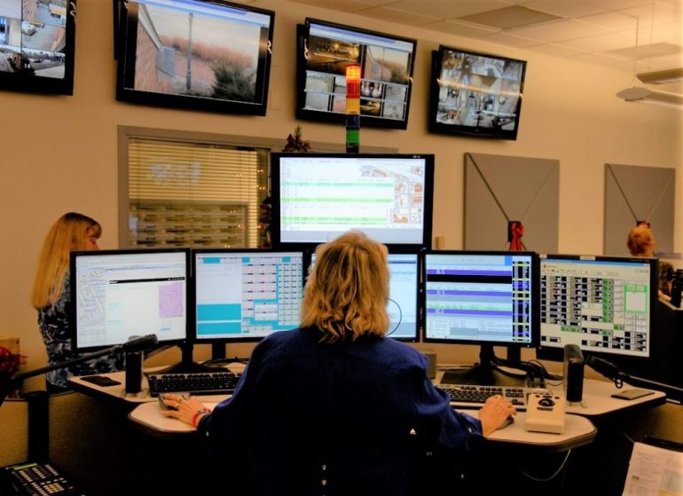A dispatcher works at a 911 terminal at the York-Poquoson-Williamsburg Emergency Communications Center. (Photo by Gregory Connolly/WYDaily)