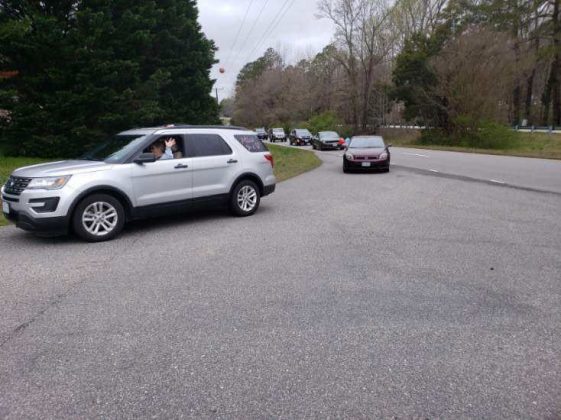 Teachers and staff from Stonehouse Elementary School drove around local neighborhoods to spread cheer to students and their families. (WYDaily/Courtesy Eileen Cox)