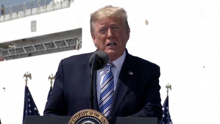 President Donald Trump sends off USNS Comfort from Naval Station Norfolk to New York City Saturday, March 28, 2020. (WYDaily)
