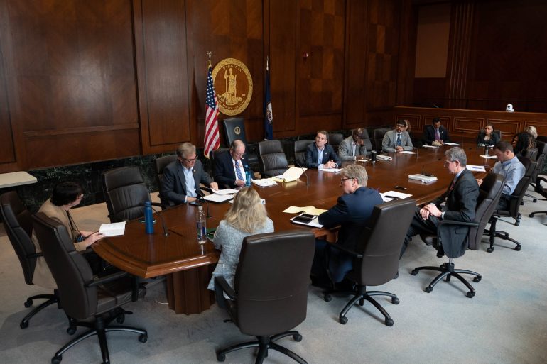 Gov. Ralph Northam meets with his cabinet to address the coronavirus outbreak. (WYDaily/Courtesy of the governor's official Facebook page)