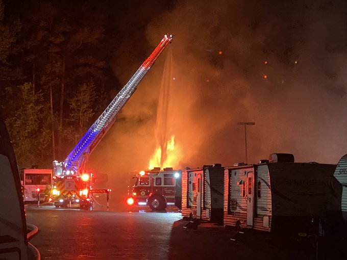 The fire at Camping World is under investigation. (WYDaily/Courtesy of Newport News Fire Department)