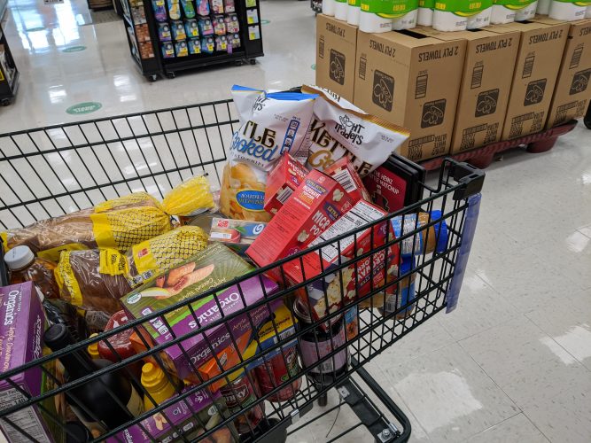 Employees at Saving Grace Homecare Williamsburg have started volunteering in the local community, such as donating to the food pantry at the Pineapple Inn, to make up for lost hours. (WYDaily/Courtesy Mary Brown)