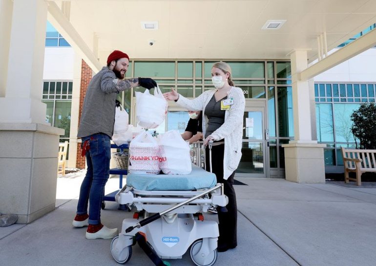The Williamsburg Winery collected donations to buy food for hospital staff at Riverside and Sentara in Williamsburg on Friday. (WYDaily/ Courtesy of The Williamsburg Winery)